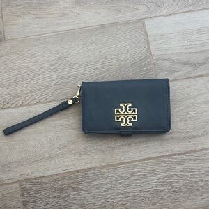 Tory Burch Black Wallet with Gold Logo